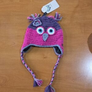 Pink and Purple Owl Knit Hat - Toddler